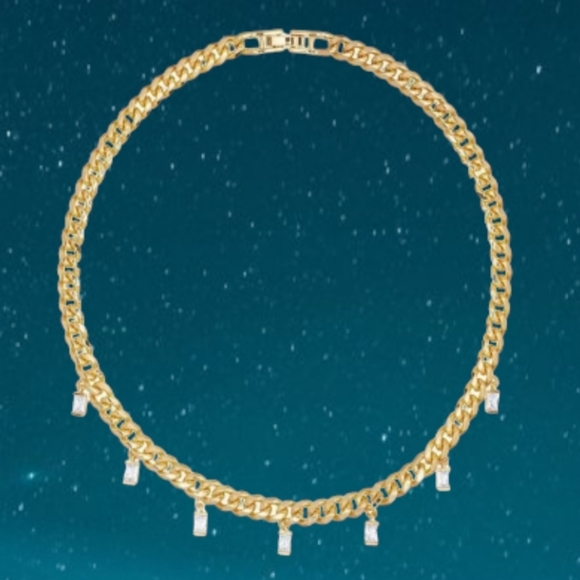 Luxury & Elegant Macy's Emerald-Cut Cubic Zirconia Link Necklace. - Picture 6 of 12